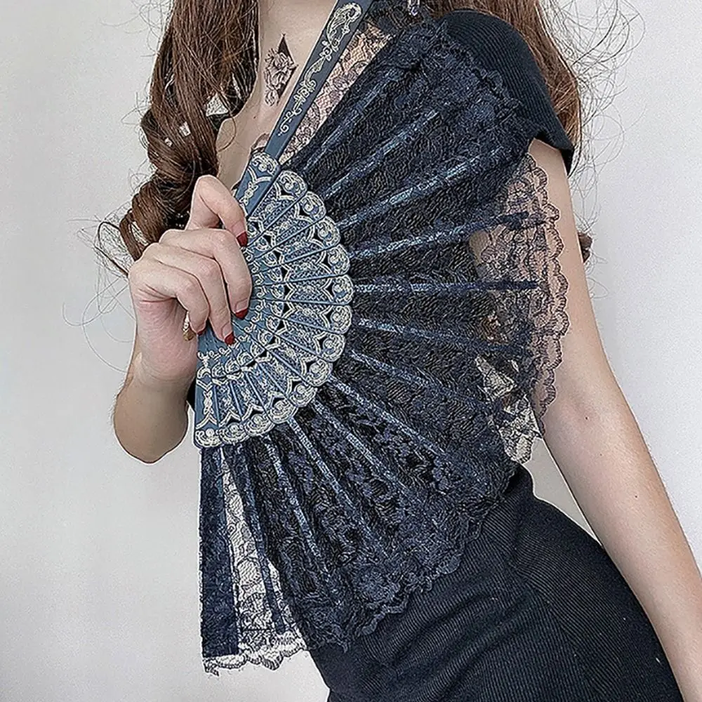 1Pcs New Fairy Folding Lace Fan Lolita Sweet Chinese Dance Fan Portable Retro Decorative Fan Wedding Party Decoration