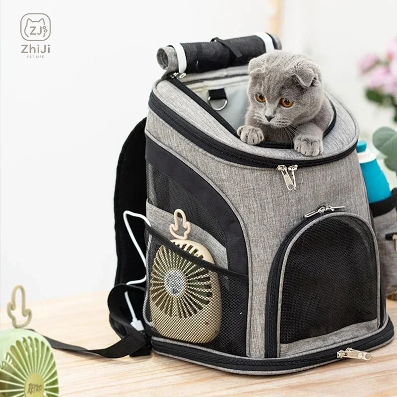 Double Shoulder Folding Pet Bag Breathable Eco Friendly Cat And Dog Carrier For Travel Environmentally Kind Journey Backpack