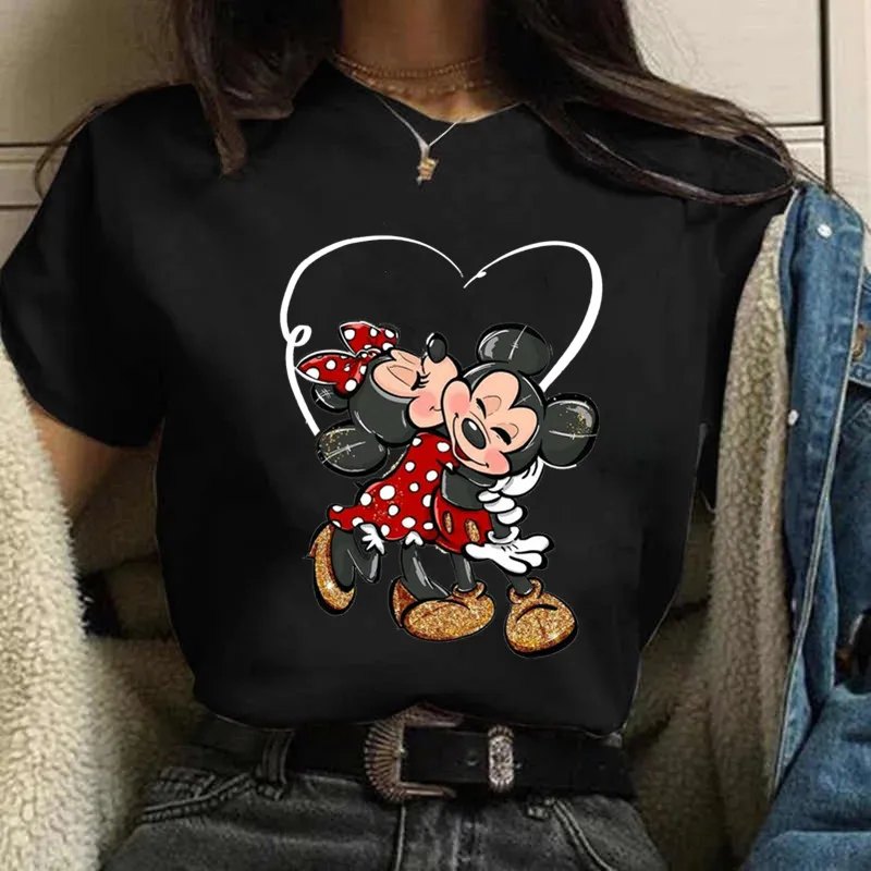 Mickey Minnie Mouse Printed Women Unsiex T Shirt Funny Tshirts Women Streetwear Cartoon Graphic Couple T Shirts Tees Tops