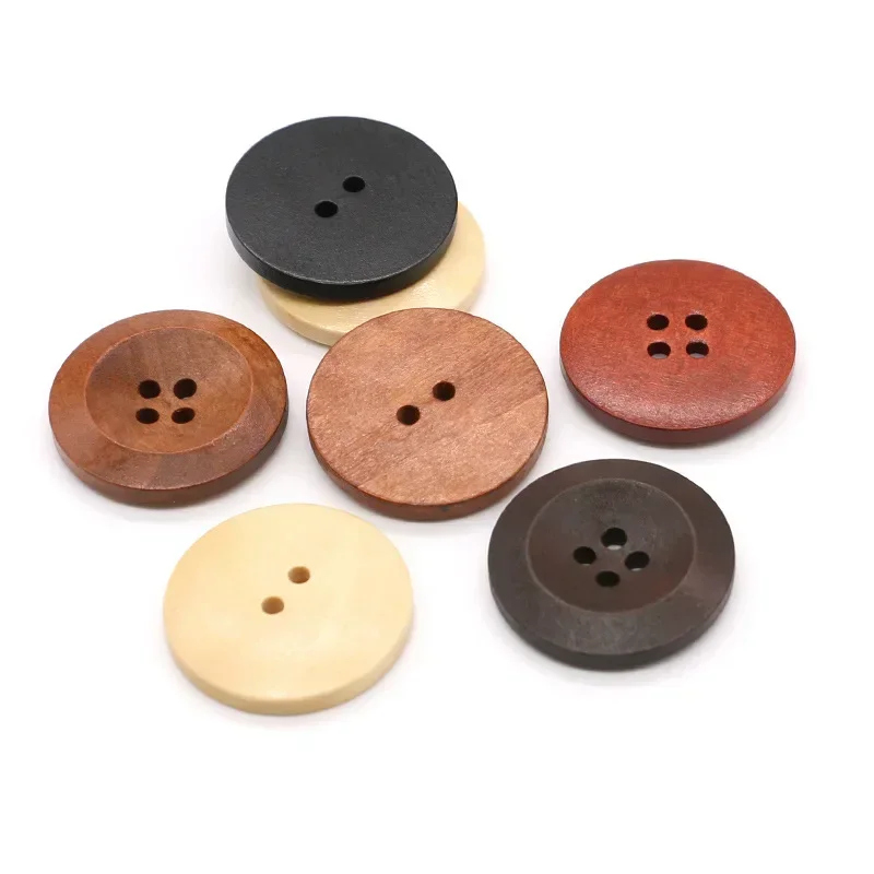 100pcs 10mm-38mm Solid Wood Buttons For Sweater Shirt Coat Natural Button For DIY Craft Supplies