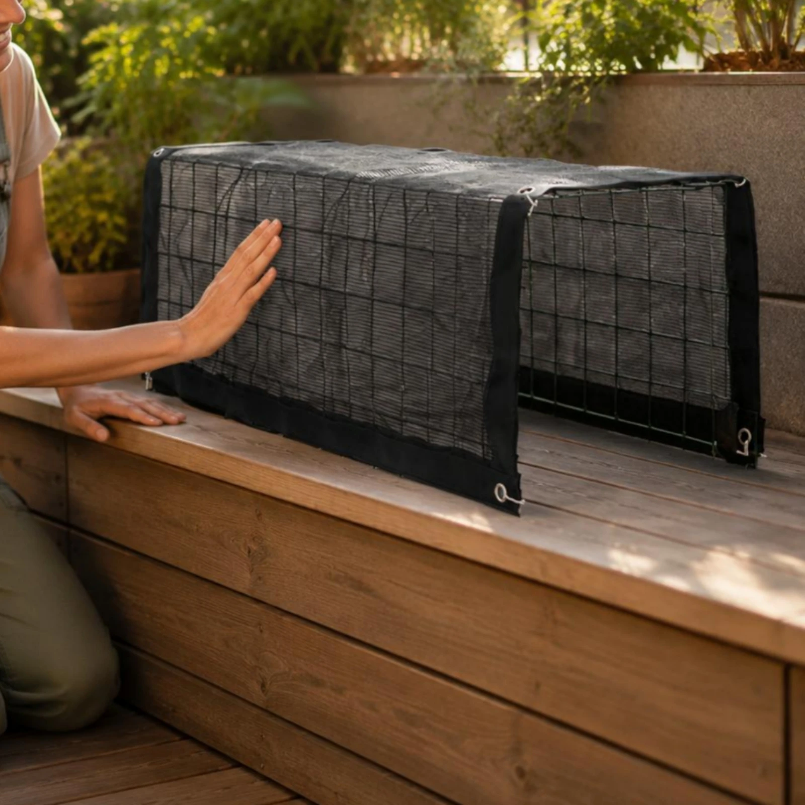 Tunnel Canopy Cover Bendable Frame Rain Shelter Canopy Mesh Gazebo Metal Eyelets Screen House Rectangular Shape