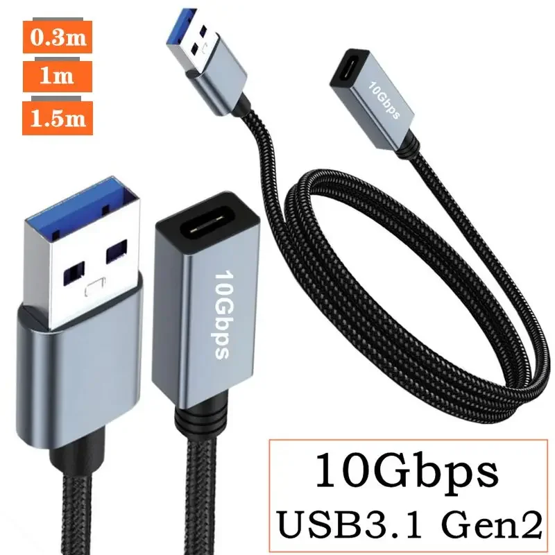 양면 데이터 스트립 칩 USB 3.2 연결 케이블, USB 수-C 타입 암 어댑터 케이블, Gen2, 10Gbps