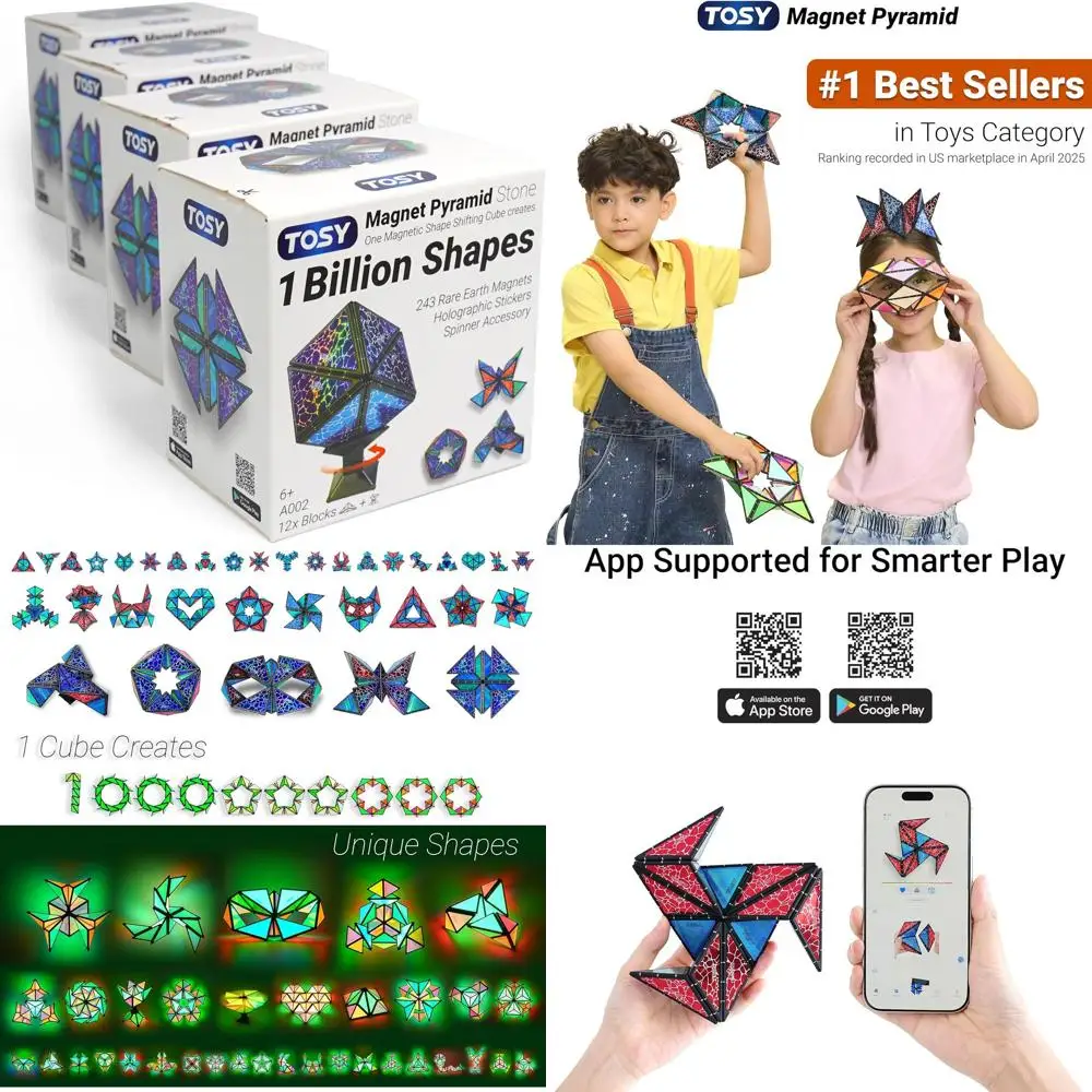 ألغاز هرمية مغناطيسية مكونة من 4 قطع من توسي: مكعب واحد، أشكال 1 مليار، 14 قطعة، 243 مغناطيس، هدية لعبة جذعية