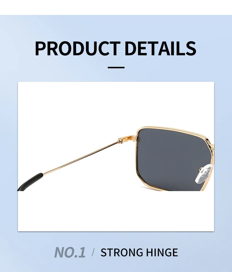 Hohe Qualität Rechteck Sonnenbrille Frauen Metall Rahmen Gläser Vintage Marke Quadrat Sonnenbrille für Männer Shades Weibliche Brillen – Detail 14
