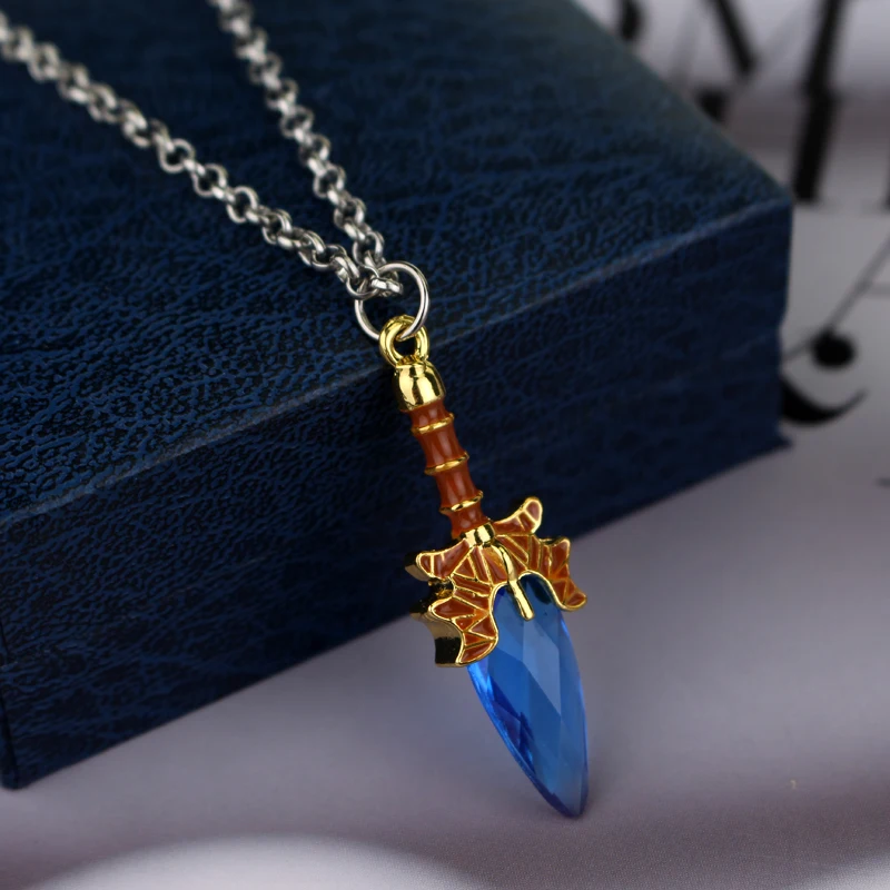 Game Jewelry Dota 2 Necklace Aghanim's Scepter Necklace Blue Red Green Scepter Stone Pendant For Dota 3 Color Fans Gifts ﻿