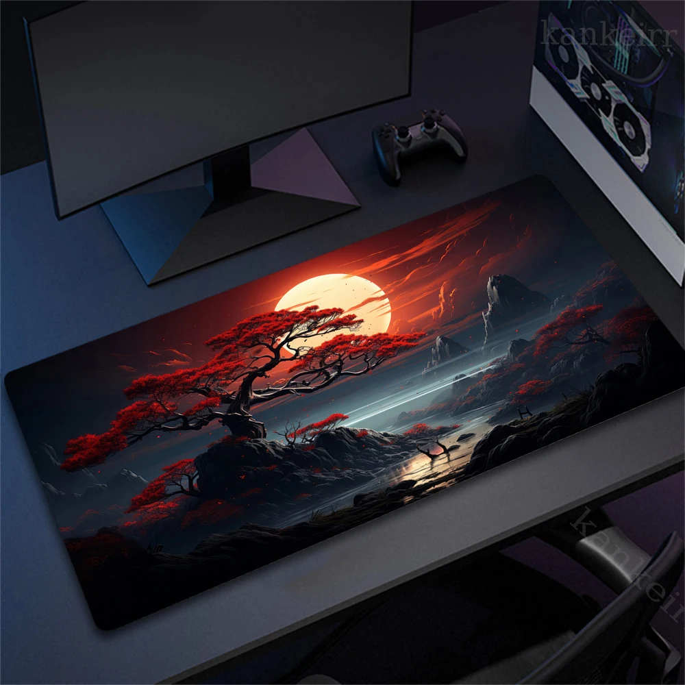 Large Game Deskmat Natural Rubber Mousepad landscape mountain sunset cartoon Mouse Pad Antislip Carpet Keyboard Mouse Mat 90x40
