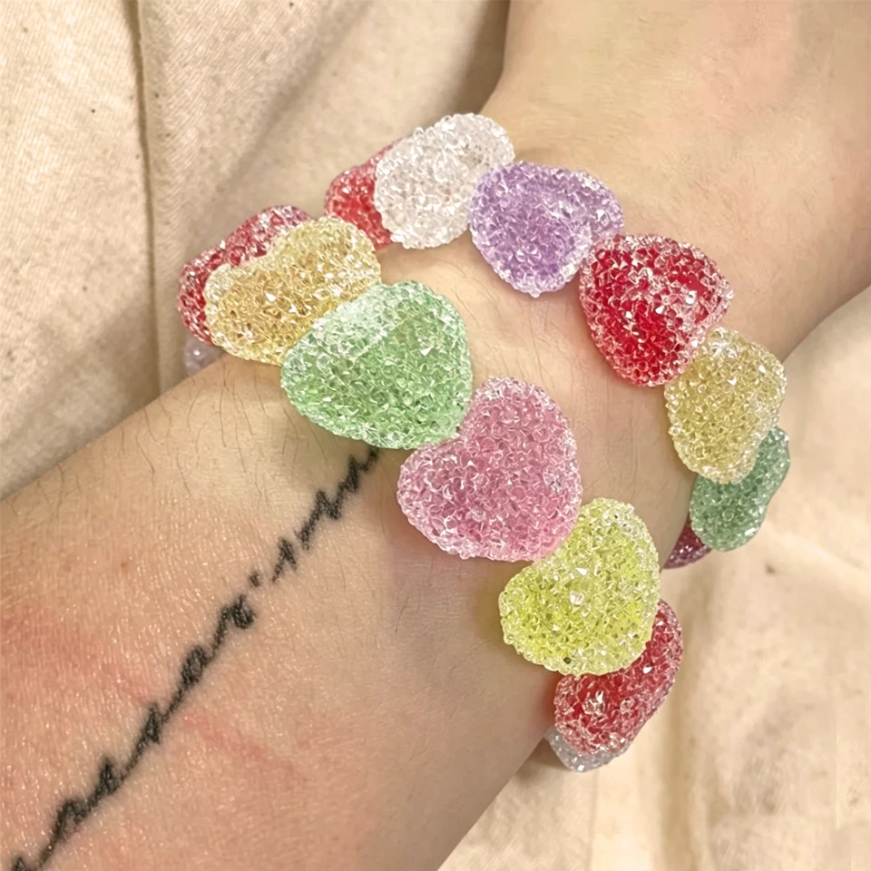 Colorful Heart Resin Necklace - Resin Bangle Bracelet ulasan dan harga