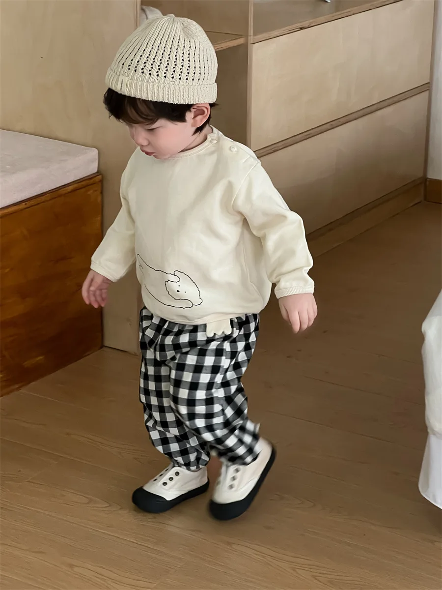 Infant Girls Cartoon Print Casual Tees Toddler Boys Versatile Bottoming Shirts 2025 Autumn New Baby Long Sleeve T Shirts Cotton