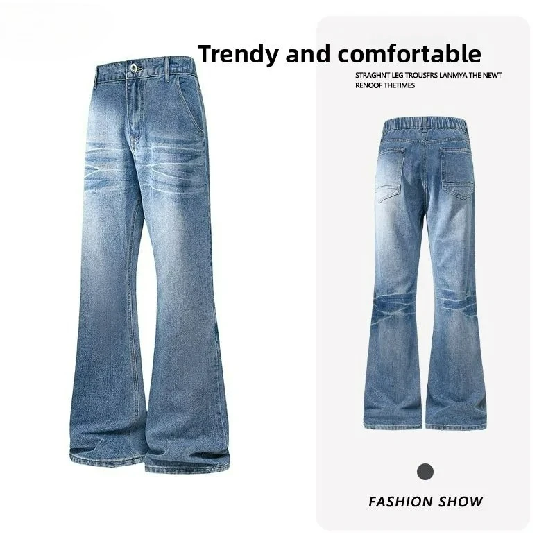 Retro Denim Pants Men's Jeans Loose Straight Casual Trousers Vintage Jeans Y2k Clothes Men's Pants Baggy Jeans Man  Four Seasons