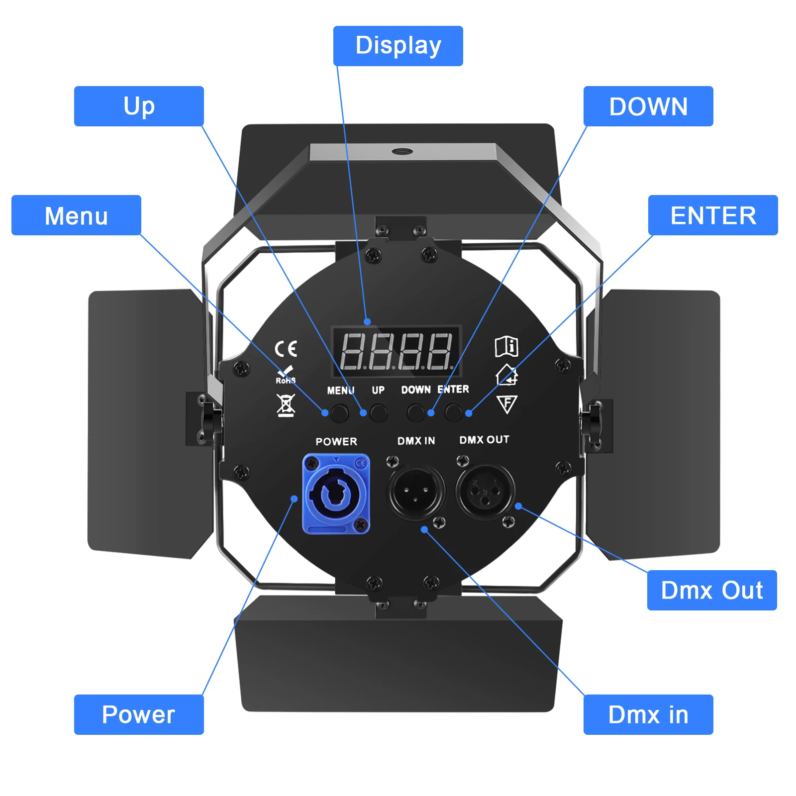 U'King 4PCS 120W COB LED Par Light DMX512 Stage Light with Barndoors Cold/Warm White Spot DJ Light for Party Church Wedding