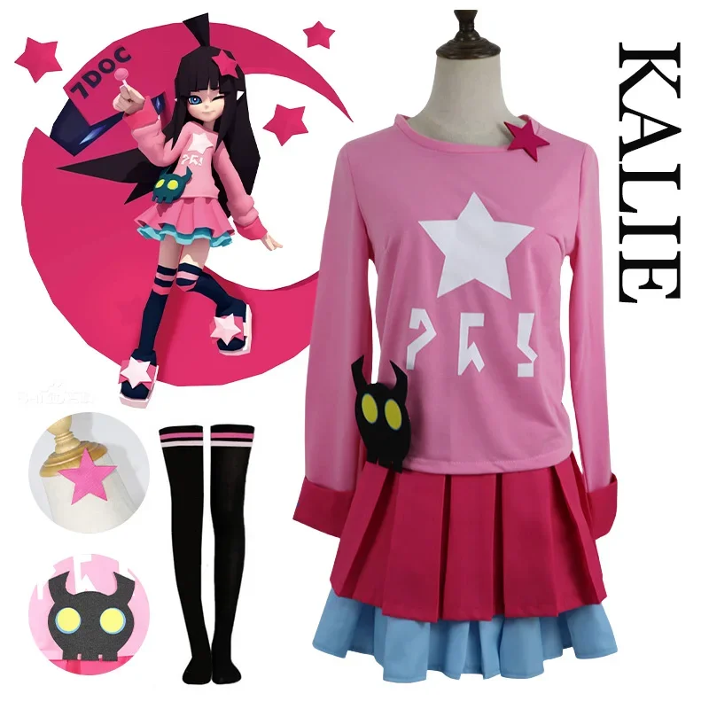 Anime Aotu World Cosplay Costume Kalie Cosplay Star Pink T-shirt Skirt Women Jk Uniform Suits Role Play Halloween Party Costumes