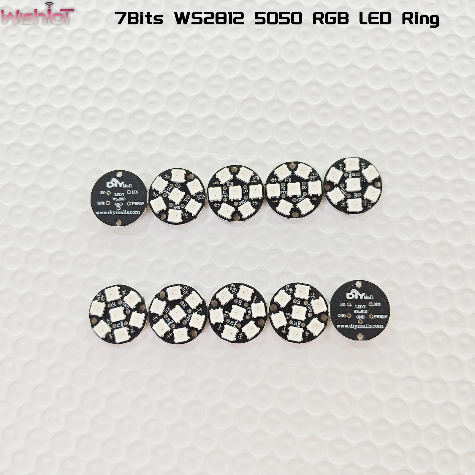 WS2812B 7 Bit RGB LED Ring Light Module 5050 Addressable LED Lamp with Built-in Driver for Arduino DIY Projects 1/2/5/10PCS
