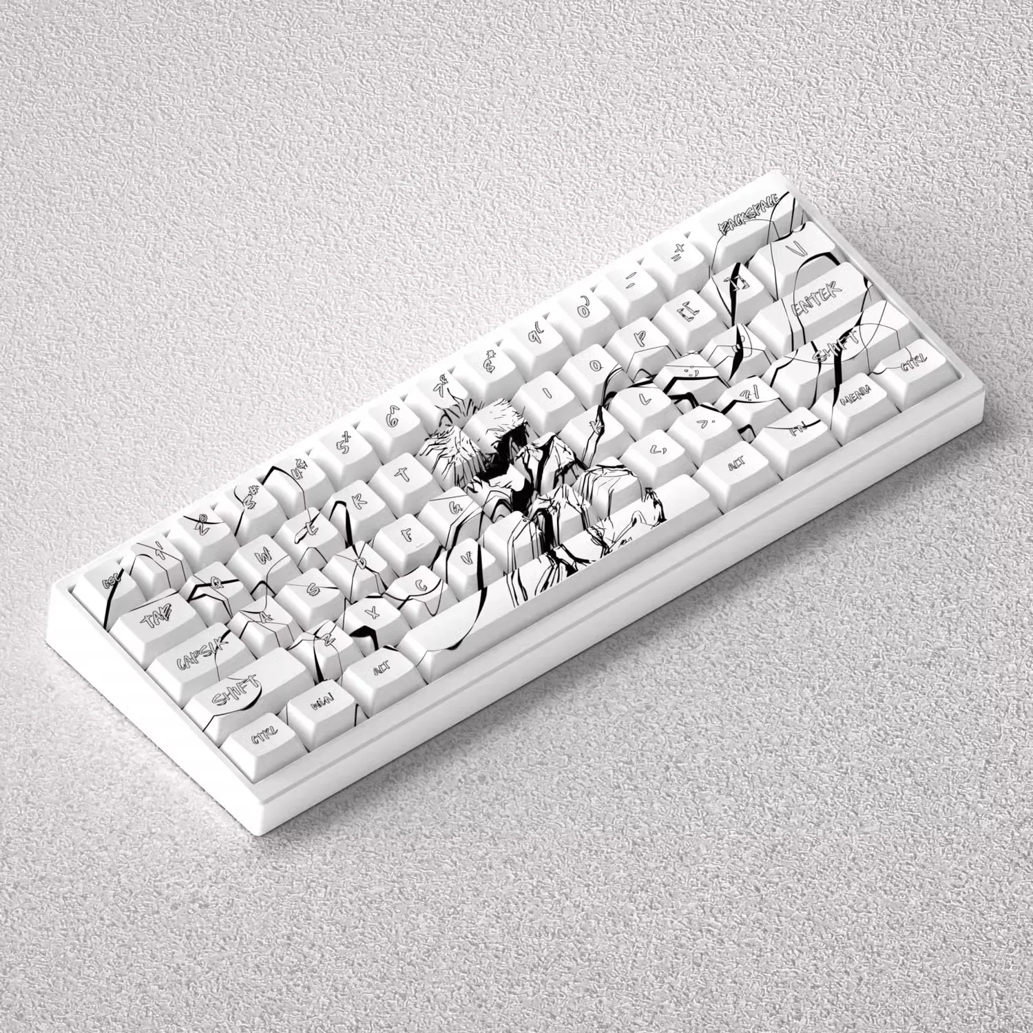 Two-dimensional Japanese Keycap PBT 73-key Personalized Keycap Pure White Adapts To 60 65 68 Mechanical Keyboard Profile