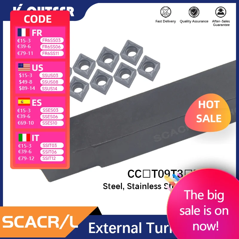 

SCACR1010K09 SCACR2020K09 SCACR2020K12 CNC Turning Arbor Lathe Cutter Bar Processing CCMT Tool holders External Turning Tool set