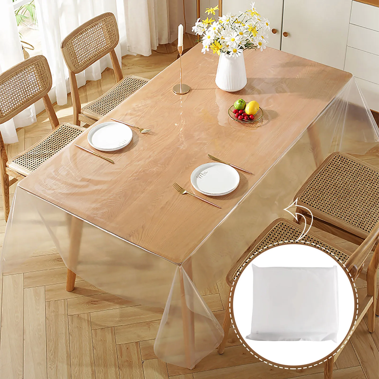 Thin Pe Waterproof Transparent Tablecloth Anti-Scratch Resistant To Dirt And Oil-Resistant Decorative Tablecloth Easy To Clear
