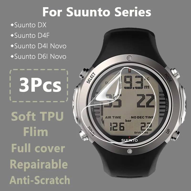 3Pcs For Suunto DX D4I D6I Novo D5 D4F Diving SmartWatch Soft Slim Repairable Hydrogel Film Screen Protector -Not Tempered Glass