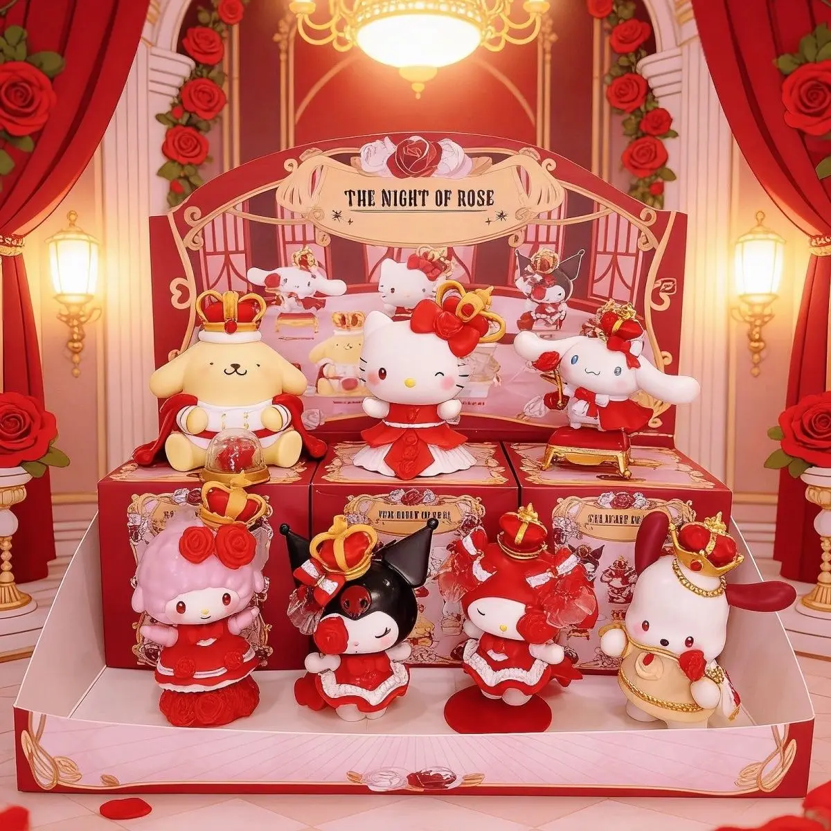 Sanrio Series Hello Kitty Kuromi Melody Cinnamoroll Pachacco Pom Pom Purin Rose Date Anime Figure Desktop Ornament Anime Dolls