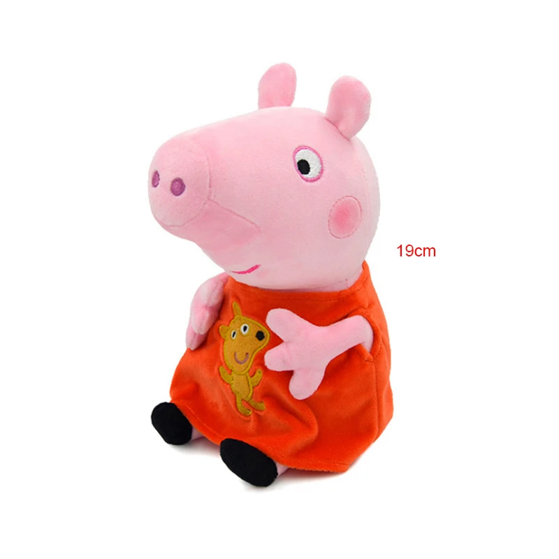 19cm Peppa Pig George Dad Mom Children\'s Cartoon Stuffed Doll Gift Toy Pig Home Children\'s Room Decoration Holiday Birthday Gift