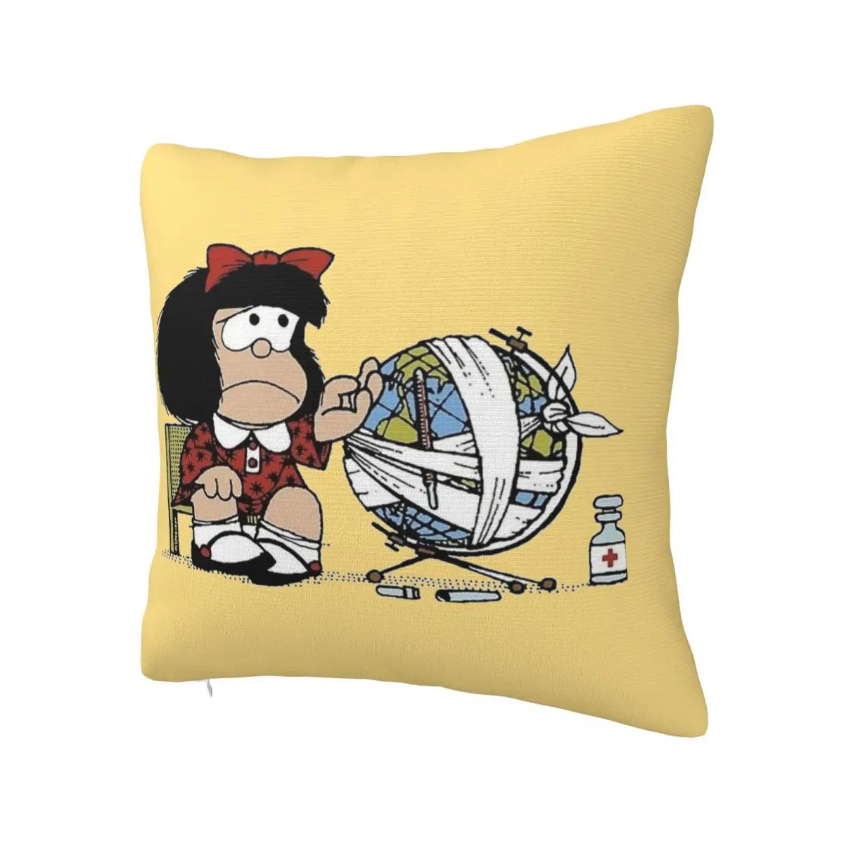 Mafalda Quino Pillowcase Soft Polyester Cushion Cover Decor Argentine Cartoon Pillow Case Cover Bedroom Square 40X40cm