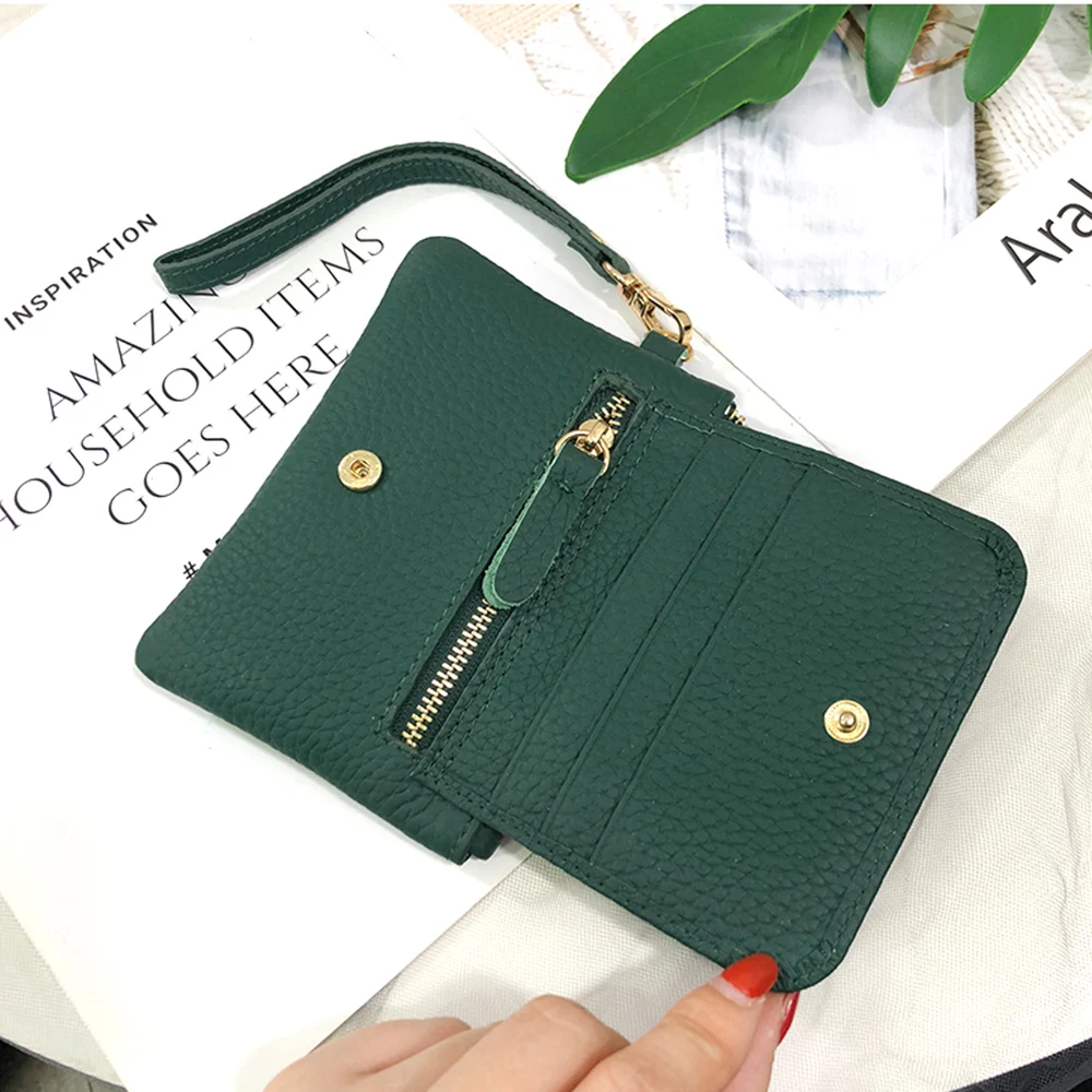 Benutzer definierte Buchstaben Frauen Münz geldbörse Echt leder Dame Schlüssel bund Karten halter kleine Lanyard Brieftasche personalisieren Name Reiß verschluss Armband Tasche – Detail 13