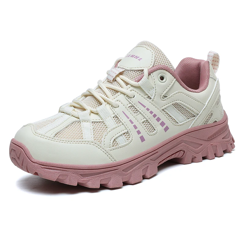 

HKDQ Unisex Hiking Shoes Men Walking Shoes Outdoor Non-Slip Men's Trekking Sneakers Fashion Pink Breathable Women's Sports Shoes