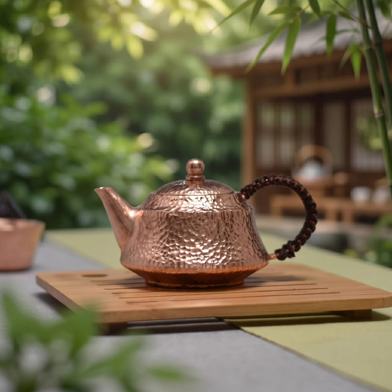 Copper Teapot Handmade Look Hammered Teapot Teaware Vintage Tea Kettle Ergonomic for Tabletop