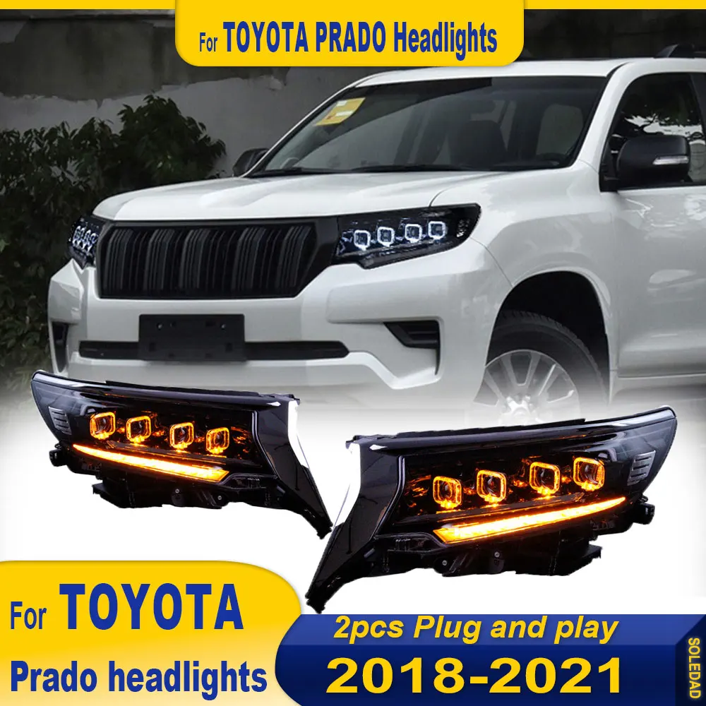 Car Front Lamp for Toyota Prado Headlights 2018-2022 Land Cruiser Prado LED Headlight DRL All LED light Source Auto Accessories