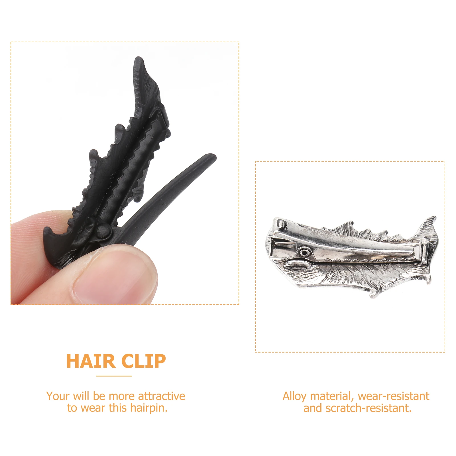 

2 Pairs Hairpin Wing Clips Black Wing Hairband Silver Halloween Cosplay Punk Accessories Hair Decor Girls Women