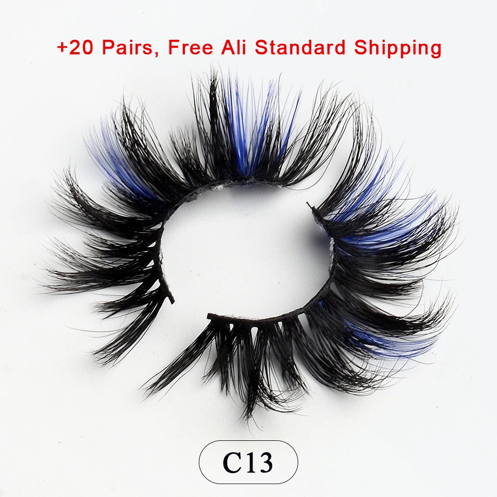 Wholesale 25mm Long Dramatic Colored Lashes Mink Lashes Bulk Eyelashes Extension Makeup Lash Free Box Packaging