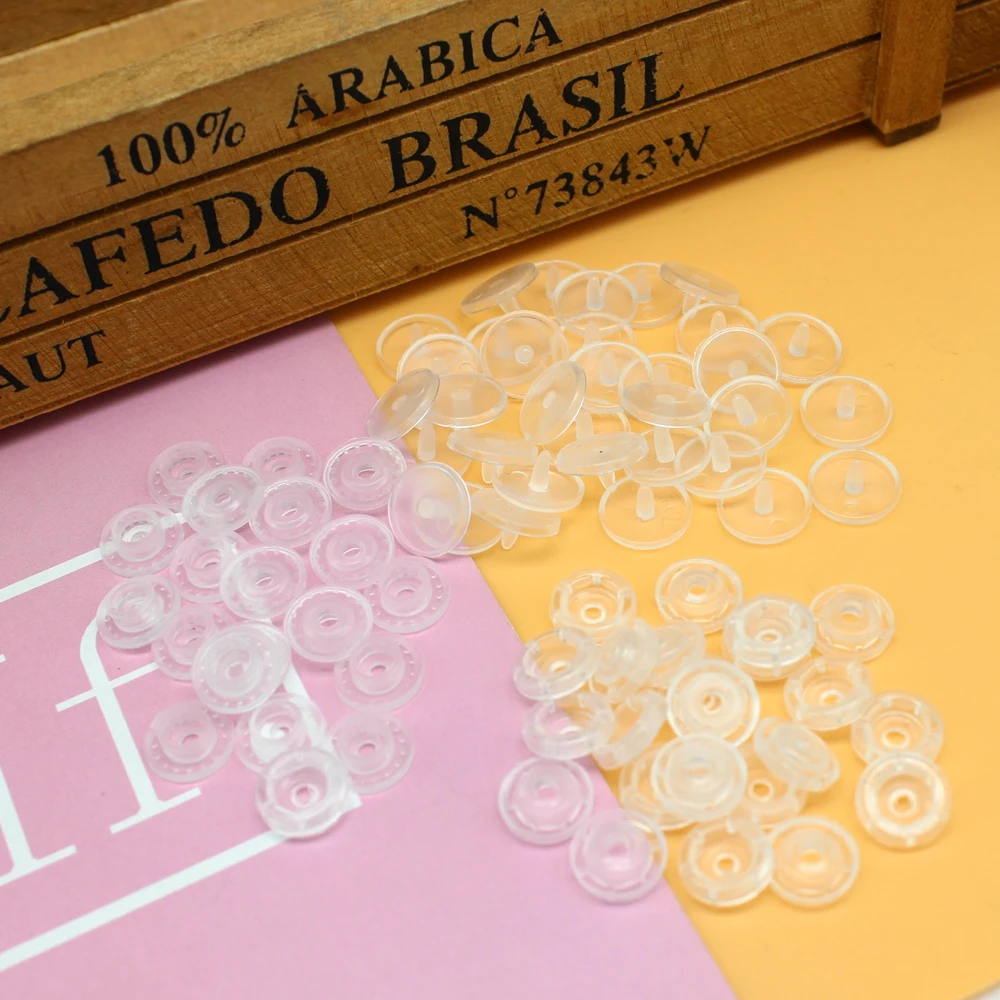 30-100set T5 transparent snap buttons Press Stud Fasteners Dark Buckle Button Resin Garment Accessories For Baby Clothes