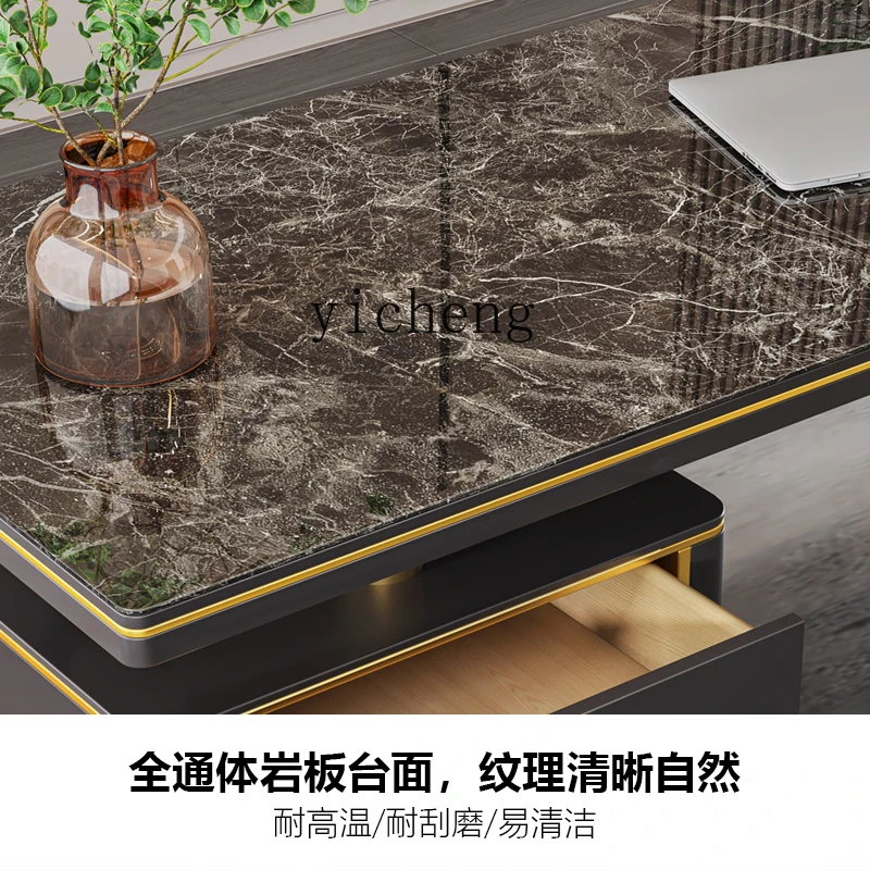 XL Light Luxury Stone Plate Desk High-End Home Study Computer Desk Stainless Steel Desk