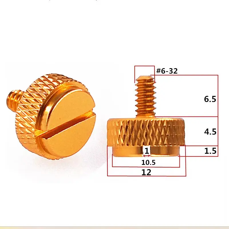 6#-32 Knurled Thumb Screw Aluminum Alloy Colorful Slotted Hand Tighten Bolt 6.5mm 10mm 12mm for Computer Case Desk DIY Fastener