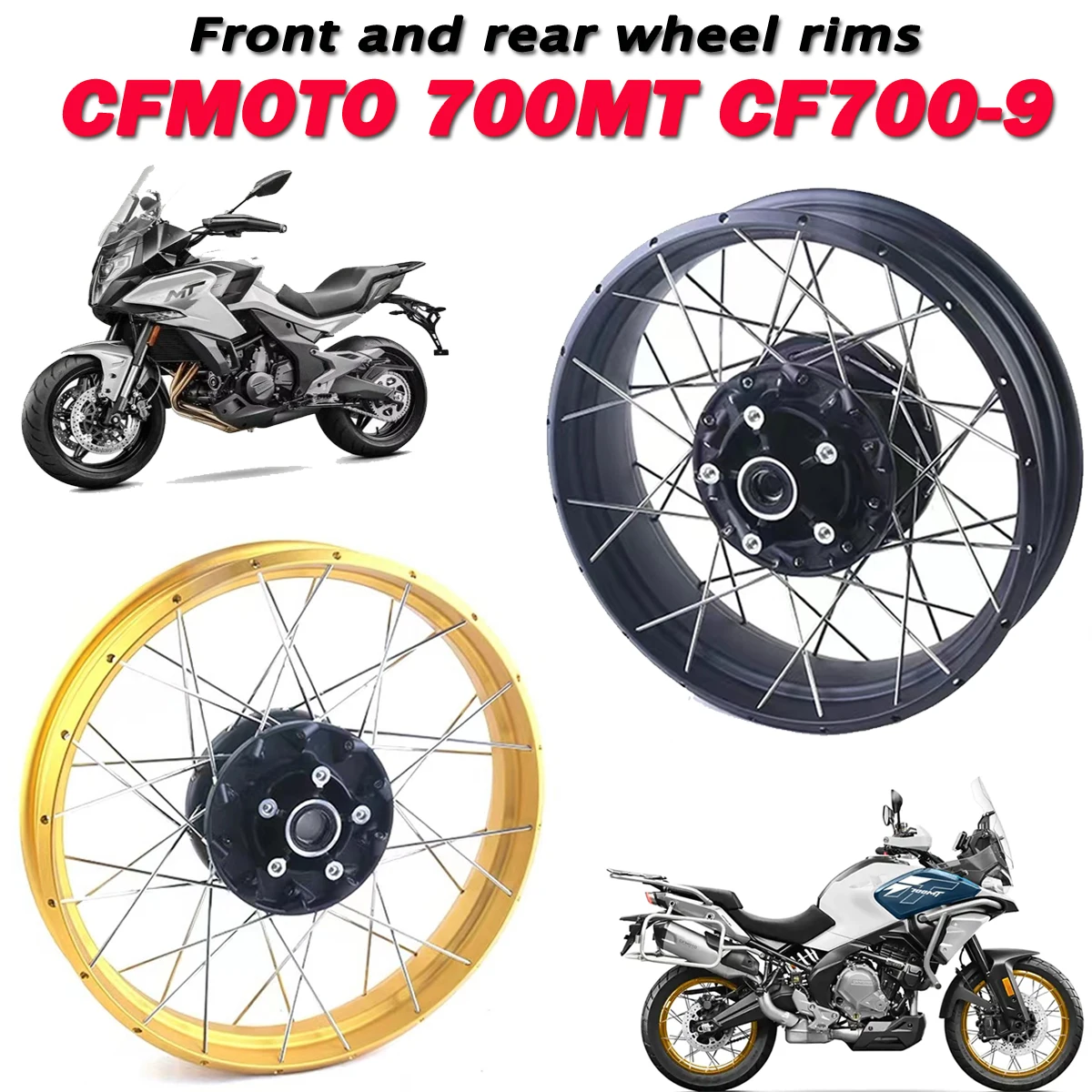 

Motorcycle wheel hub steel ring CFMOTO aluminum alloy front and rear wheel rings suitable for CFMOTO 700MT MT-700 CF700-9