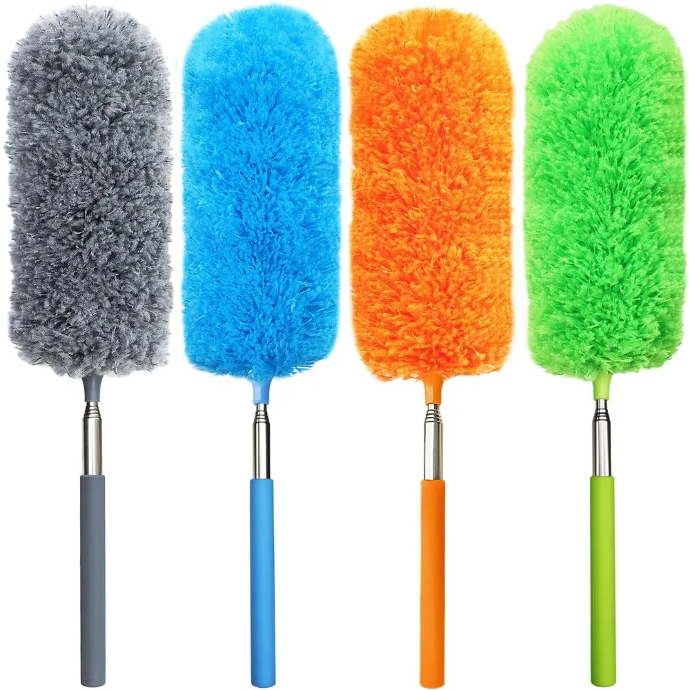 

4 Pack Small Microfiber Feather Duster, with 13 to 30 Extendable Pole, Microfiber Head, Cleaning Tool for Cleaning Office, Car,