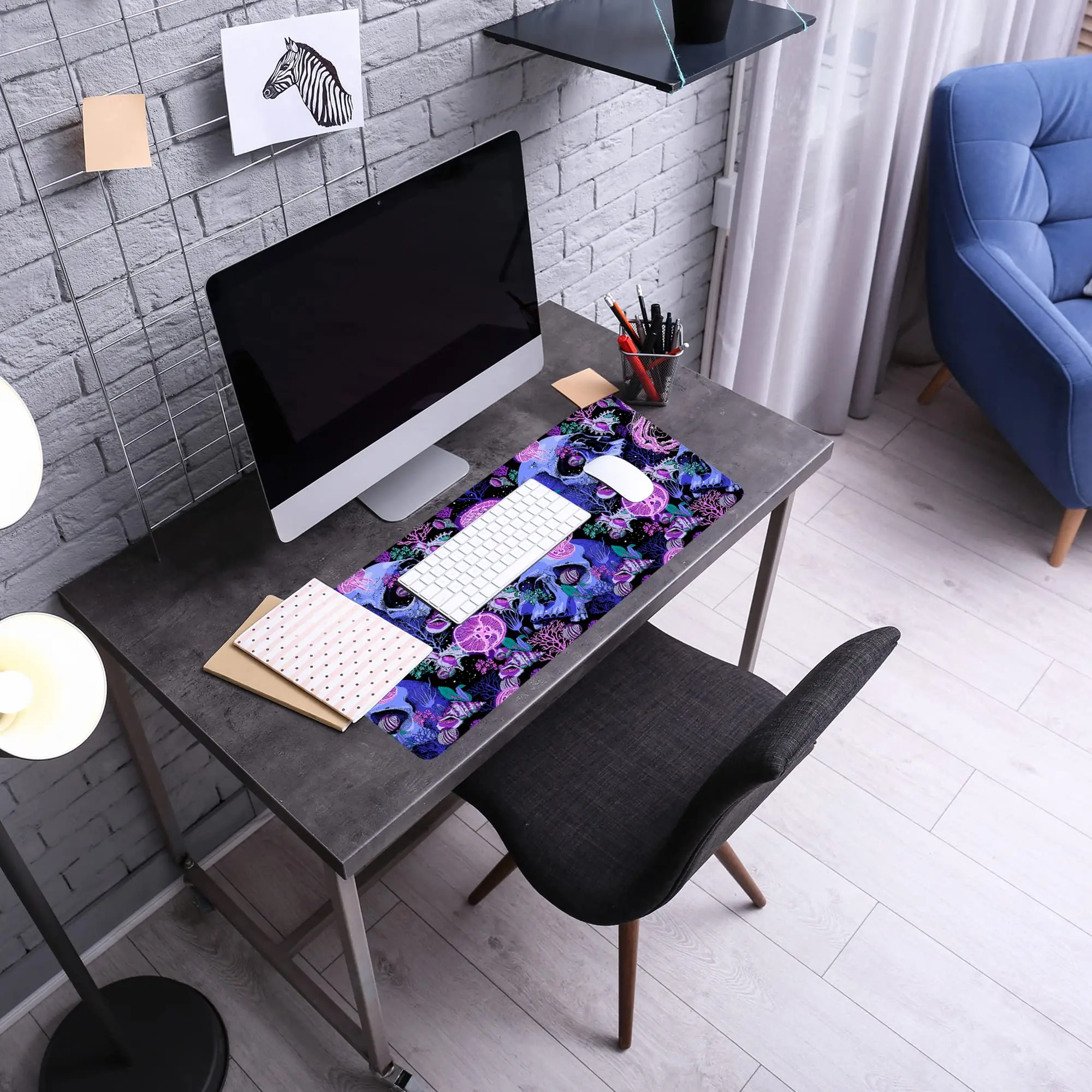 Skull Gaming Mouse Pad,Jellyfish and Skeleton Large Mouse Pad Desk Mat Computer Keyboard with Non Slip Base for Home Office