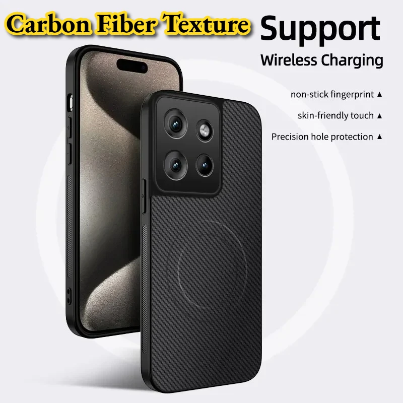 Car Magnetic Carbon Fiber Texture Case For Motorola Moto Edge60 50 Fusion Pro Ulltra Neo Anti Fall Wireless Charge Protect Cover