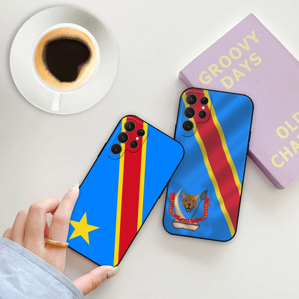 Democratic Republic Of The Congo Flag Case For Samsung Galaxy S24 S23 S22 S21 S20 Ultra 5G Fe 10 9 8 Plus S24Ultra Black Cover