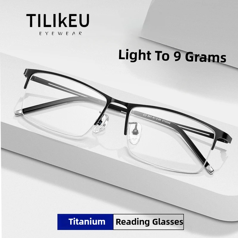 

New Titanium Anti-blue Ray Presbyopia Glasses Ultralight Half Rim Business Men Myopia Prescription Reading Glasses Comfort 2025