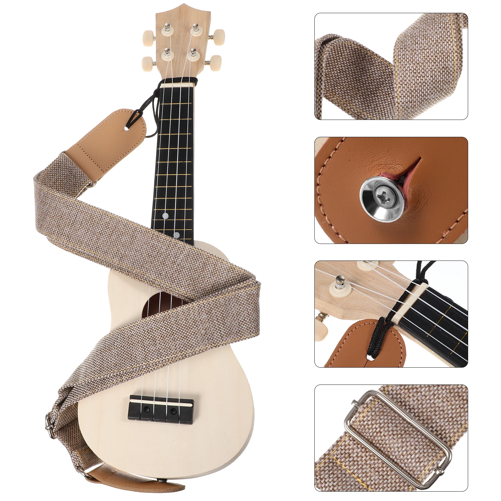 

Guitar Tail Strap Light Brown Cotton Linen Adjustable Bass Sling Replacement Electric Instrument Shoulder Belt For Guitar