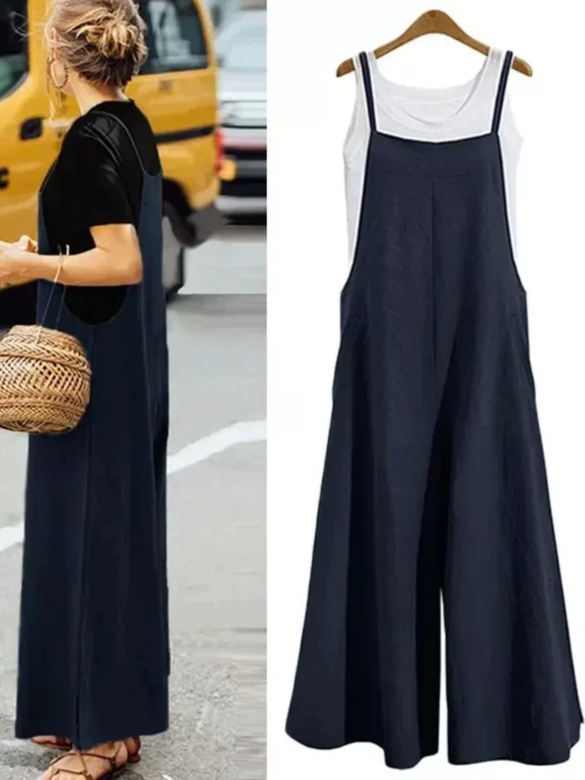 Mono hoado informal de pierna ancha para mujer, estilo urbano, cintura media, plones largos de poliéster, mono recto de...