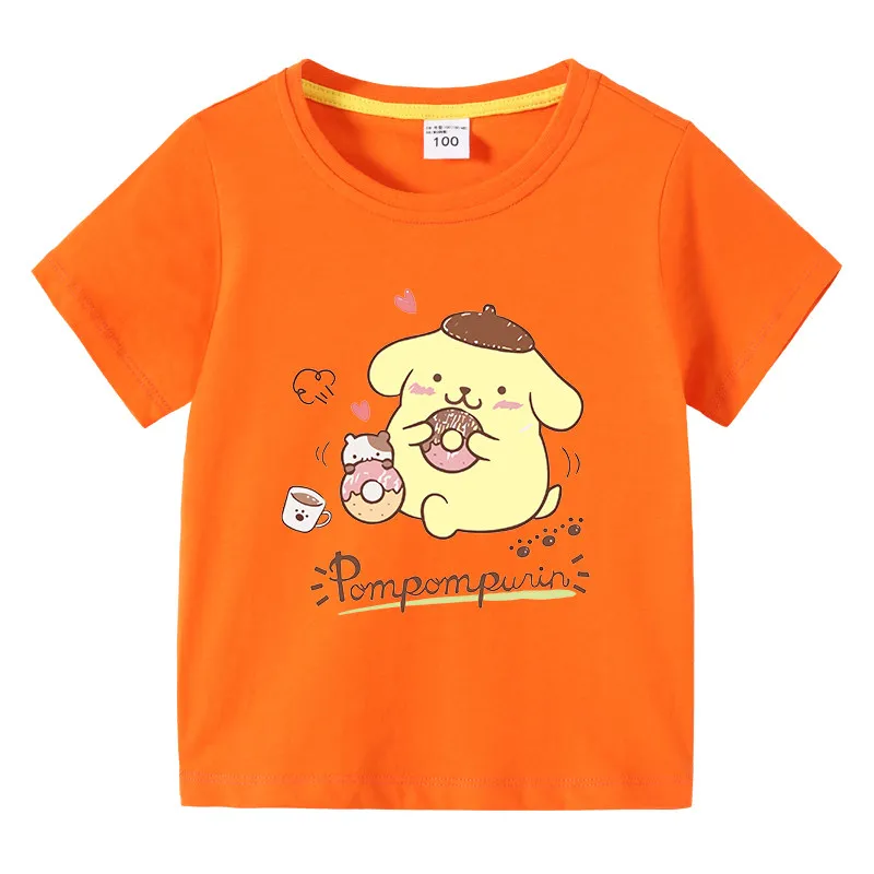 

Детская футболка с короткими рукавами и принтом Pudding Dog, летняя хлопковая модная футболка с принтом для родителей и детей, с круглым вырезом и короткими рукавами