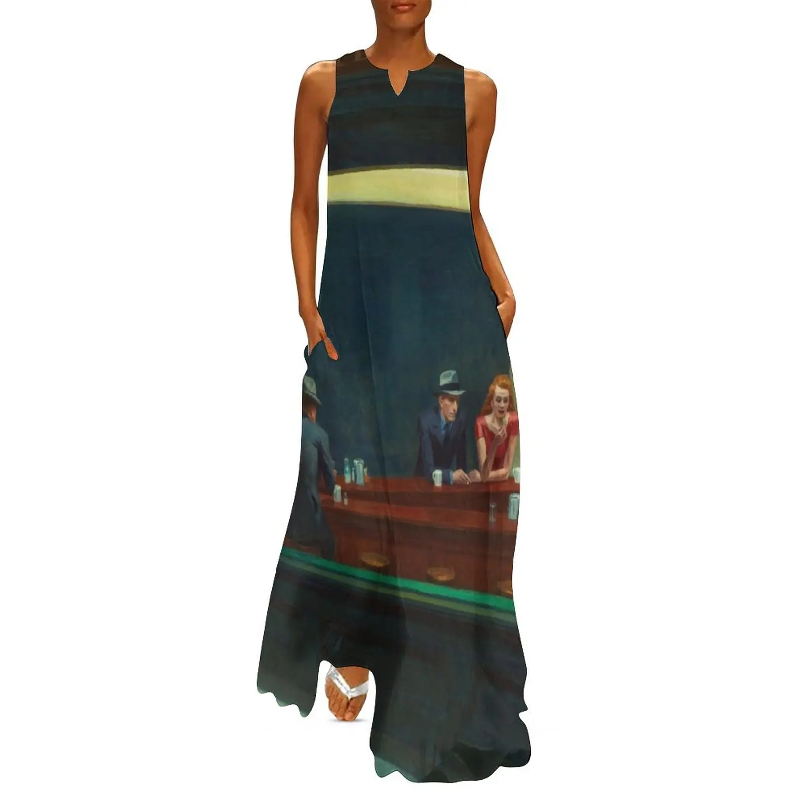 

Nighthawks - Edward Hopper Long Dress Long dress woman chic and elegant woman dress women