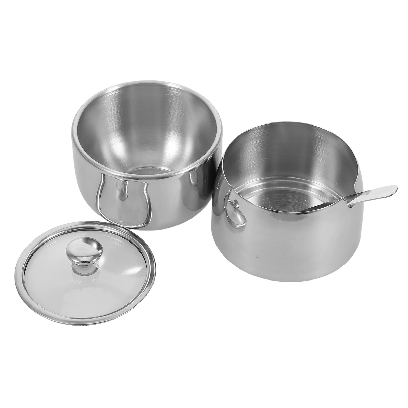 

Stainless Steel Seasoning Jar Container Salt for Kitchen Condiment Pots Tempered Glass Containers Holders