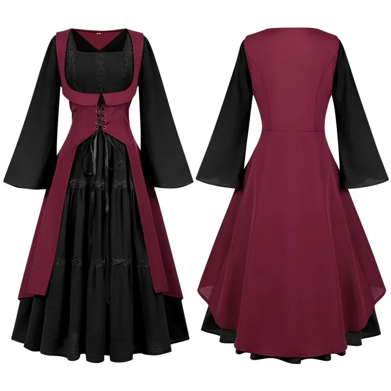 

CyElegant Fashion Harajuku Slim Fit Female Clothes Casual All Match Mid Length Skirt Steampunk Vintage Square Neck Medieval Dres