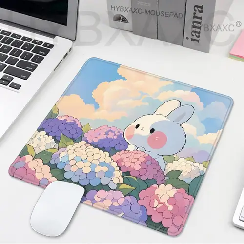 Alfombrilla de ratón de conejo de dibujos animados, alfombrilla pequeña para escritorio de ordenador de oficina, alfombrilla para teclado y ratón, cojín para ordenador portátil, alfombrilla antideslizante para decoración del hogar