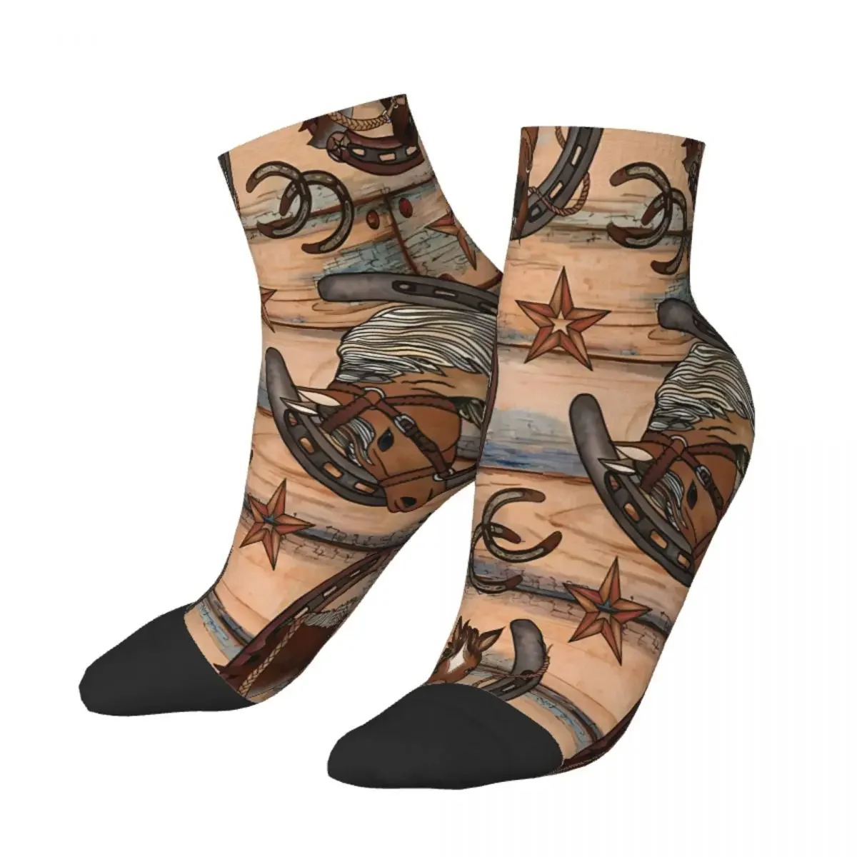 Horse On Wooden Board The Pretty Horses Ankle Socks Male Mens Women Winter Stockings Polyester