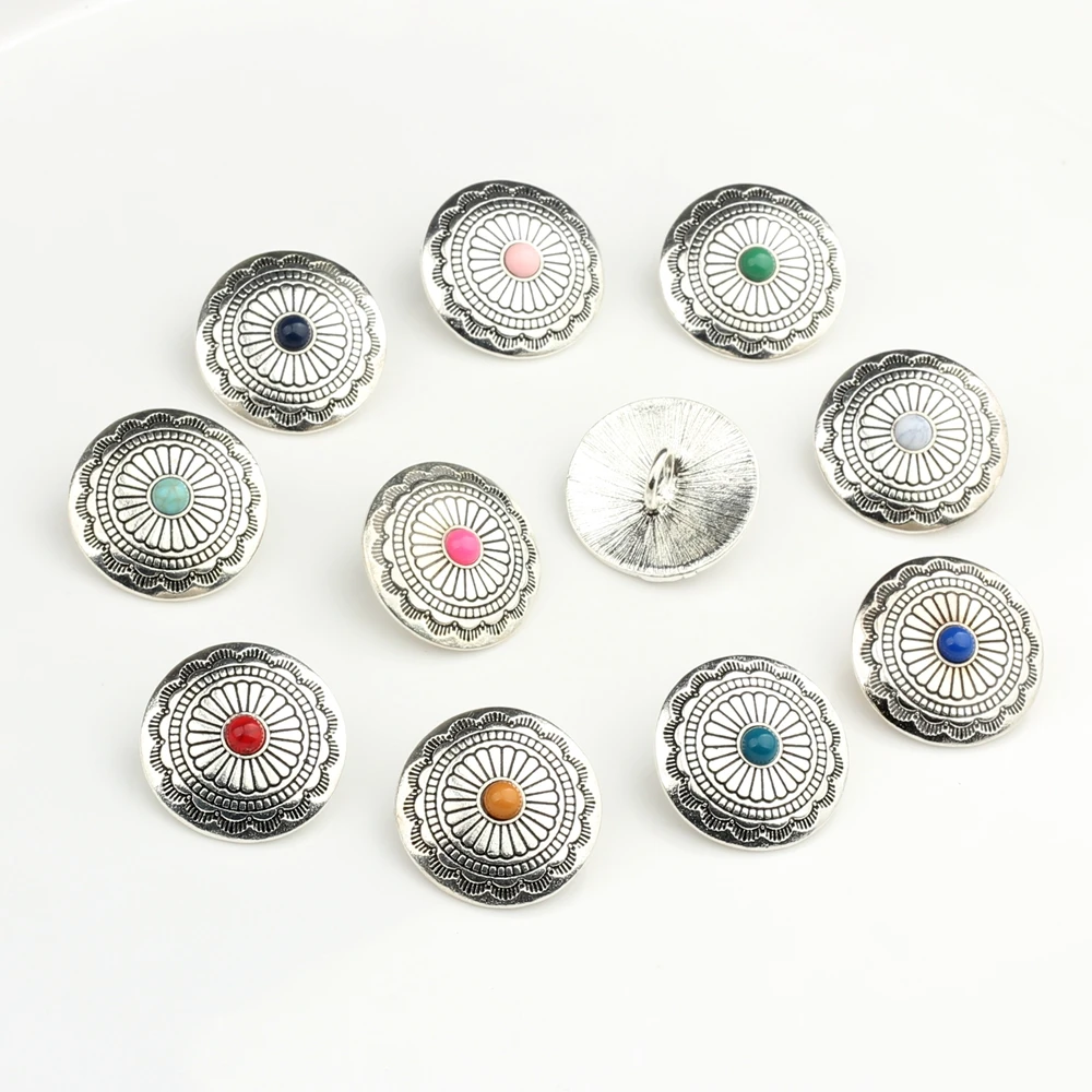 Zinc Alloy Retro Round  Sunflowers Buttons Charms For DIY CONCHO Charms 3pcs/lot 30MM Jewelry Accessories