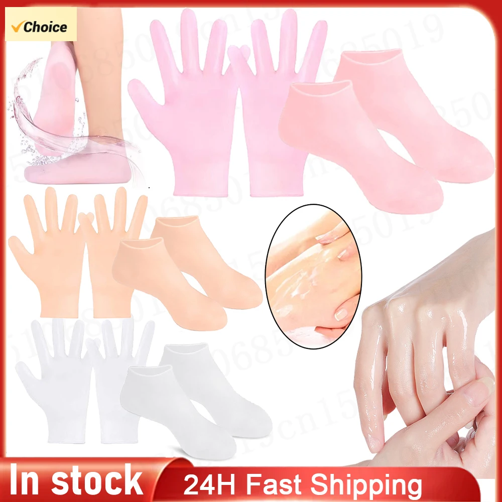 Silicone Moisturizing Socks for Women Foot Care Silicone Socks Spa Gel Socks Hand Mask Silicone Socks for Dry Cracked Feet