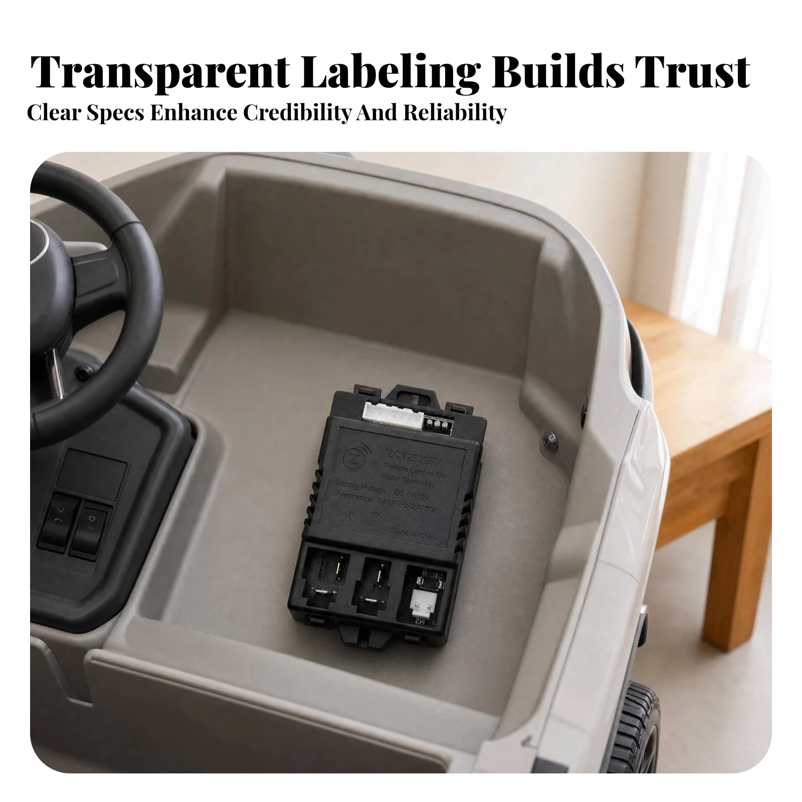 Electric Car Wireless Receiver Black Plastic Toy Car Car Receiver Controller Module Rectangular Body Kids Vehicle Part Sturdy