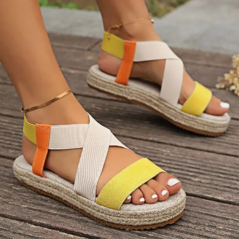 Zomerschoenen Voor Vrouwen 2024 Platform Sandalen Comfortabele Mode Platte Wig Strandschoenen Antislip Zapatos De Mujer